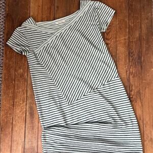 Skunkfunk dress casual Black and green short sleeve organic cotton Striped